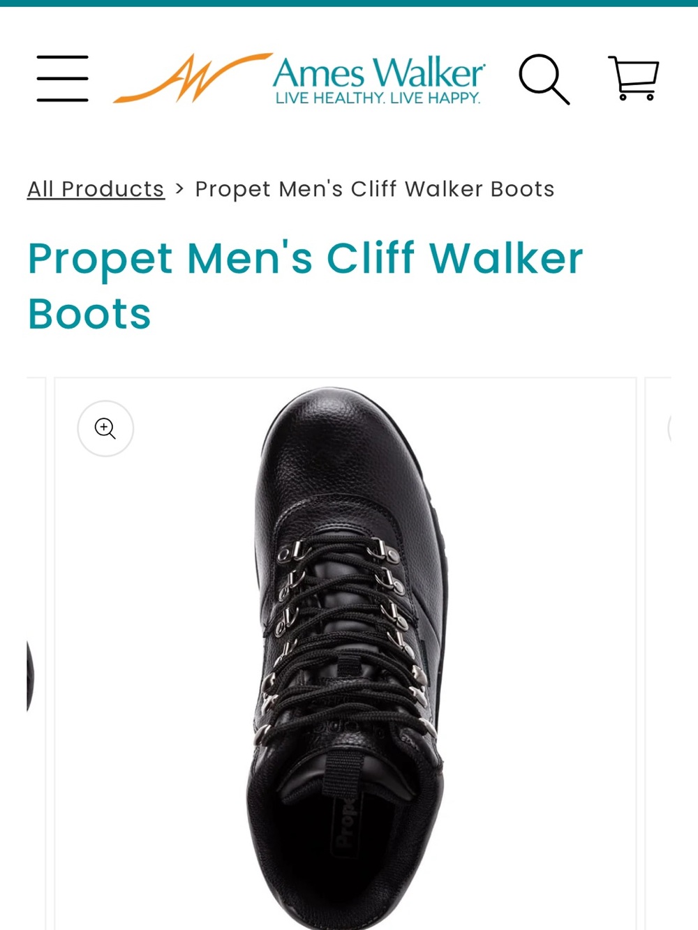 Size 16 wide men’s Propet Men's Cliff Walker Lace-Up Boots - Black NEW